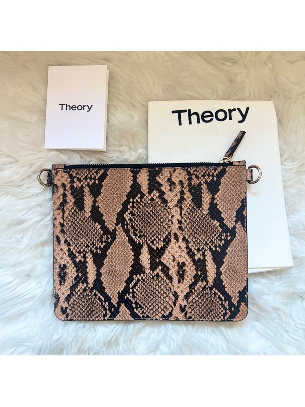 New! THEORY Snakeskin Clutch Pouch Bag